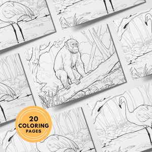 Printable Kids Coloring Pages | Animal Landscapes | Home Coloring Activity
