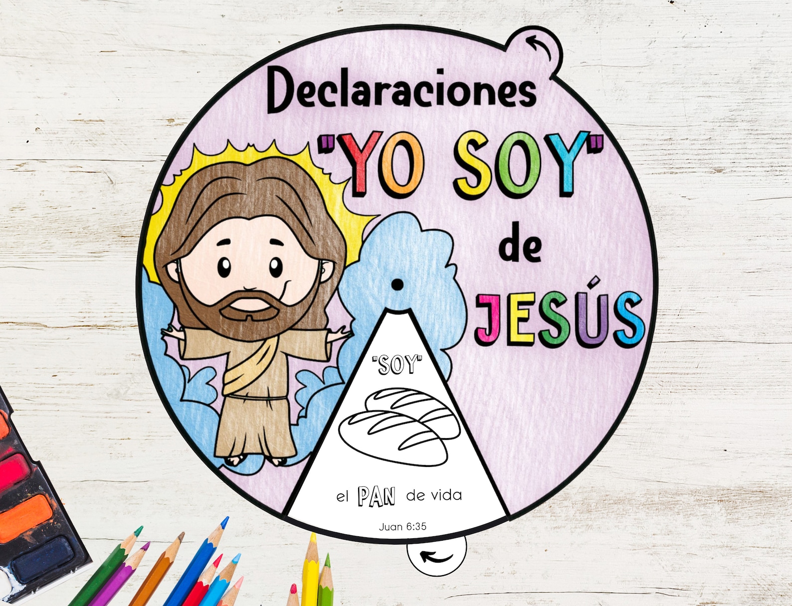 I Am Statements of Jesus Coloring Wheel IN SPANISH| Printable Bible ...