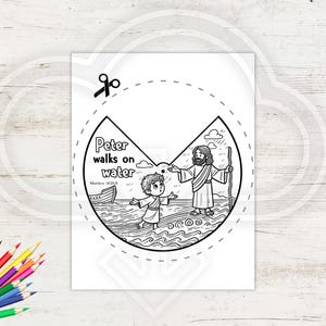 Peter Walks on Water, Coloring Wheel, Bible Story Activity for Kids ...