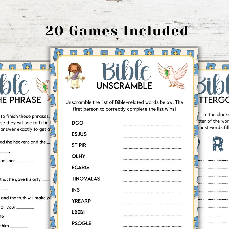 Bible Games Bundle Bible Study Games Bible Games for Adults Kids Bible