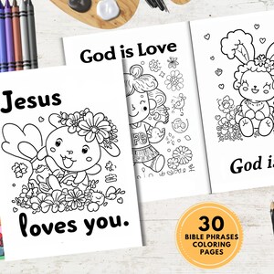 30 Bible Phrases Colouring Pages for Kids | Printable Scripture Colouring Pages | Christian Kids Colouring Pages | Coloring book