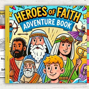 Libro Héroes de la fe, Estudios bíblicos para niños, Héroes bíblicos, Libro de aventuras, Escuela dominical, 13 héroes bíblicos para colorear, aprender y crecer