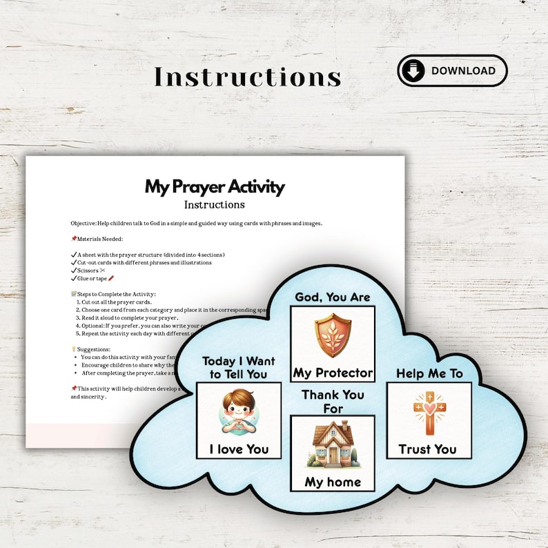 Interactive Prayer Craft for Kids | Printable Bible Activity | Sunday ...