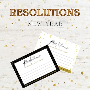Tarjetas de resolución de Nochevieja imprimibles / Descarga instantánea / Juego de actividades de fiesta NYE / Esperanzas y deseos Juego de año nuevo para niños y adultos