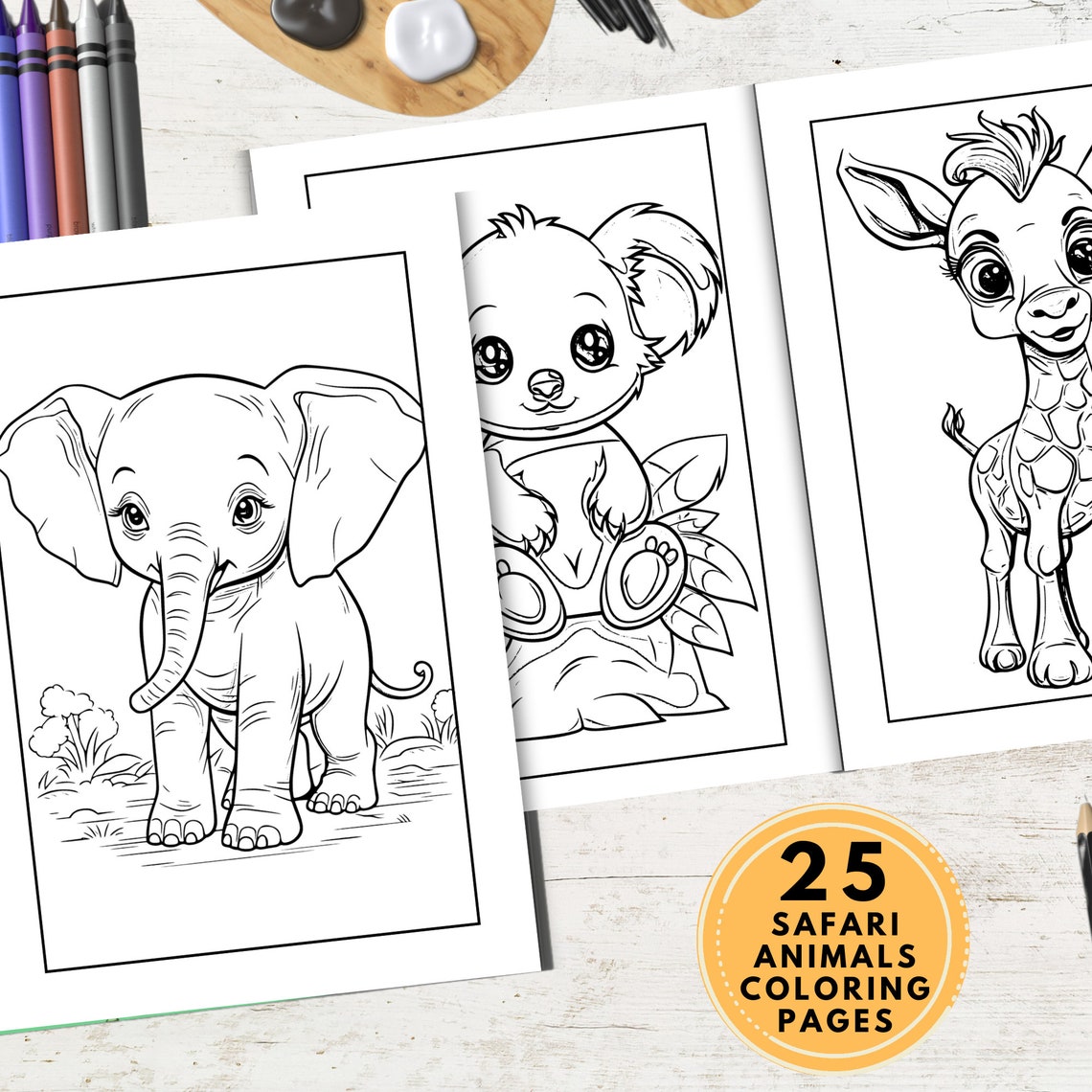 Printable Safari Animals Coloring Pages for Kids, 25 Coloring Pages for ...