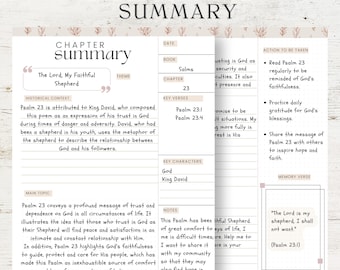 Printable Bible Chapter Summary Template: Organize Your Bible Study with Style