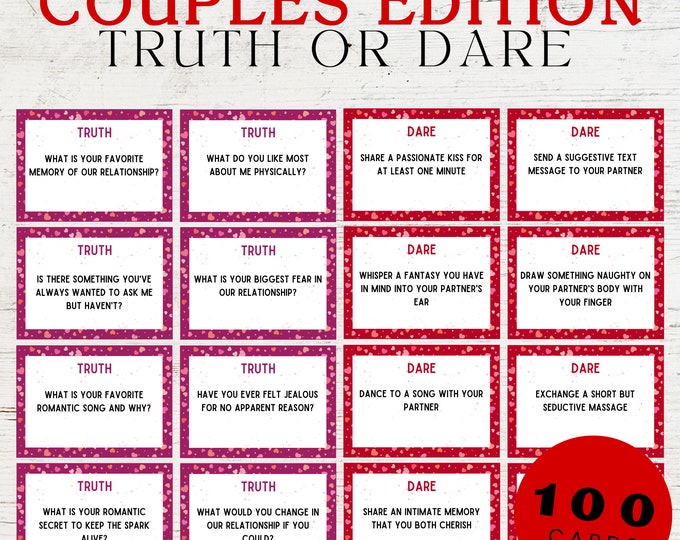 Couple Truth or Dare Question Cards | Relationship Cards | Couple