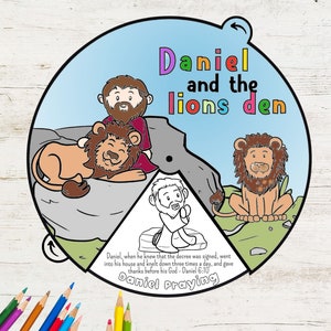 Daniel and the Lions Den Coloring Wheel | Bible Story Wheel | Printable Bible Activity | Kids Bible Lesson | Sunday School | Bible Activity