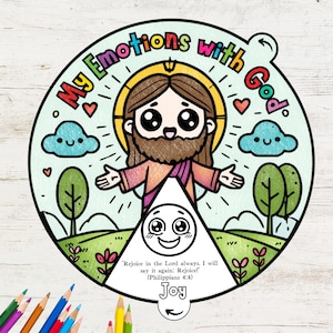 My Emotions with God Coloring Wheel | Bible Activity | Bible Lesson | Sunday school crafts | Bible Story Wheel | Printable Bible Activity