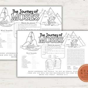 The Journey of Moses Placemat, Fun Bible Crafts and Activities for Kids, Bible activity, Bible Crafts, Church Kids Activity, Sunday School