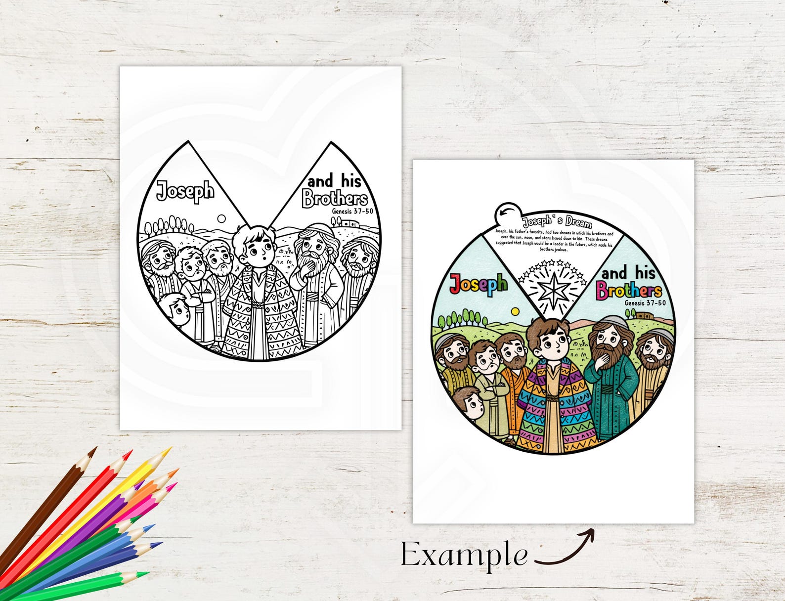 Joseph and His Brothers Coloring Wheel | Bible Story Activity for Kids ...