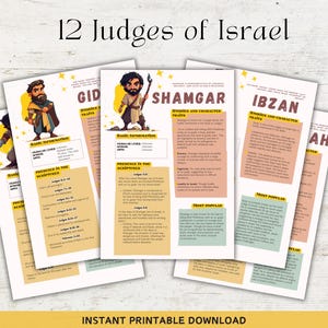 The 12 Judges of Israel, Bible studies for children, History of the 12 Judges of Israel, Biblical heroes, Judges of Israel