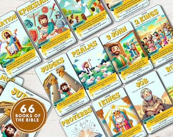 66 Bible Book Educational Cards, Activity for Kids, Christian Education Tool, Bible Flashcards, Biblical Books Learning Activity