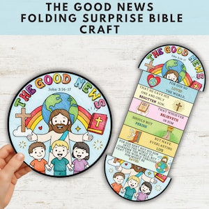 John 3:16 Bible Craft for Kids | The Good News Folding Surprise | Sunday School Activity | Bible Verse Craft | Gospel Lesson Printable