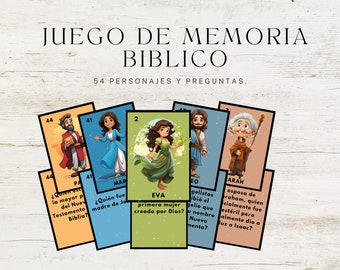 Bible Memory Game SPANISH | Match 54 Bible Characters | Printable Bible Pairs | Printable Bible Games | Church Bible Games