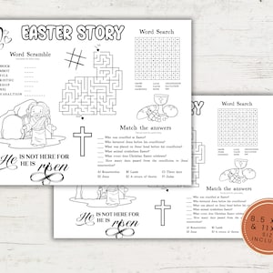 イースターストーリーアクティビティ、子供向け聖週間アクティビティ、聖書アクティビティ、聖書クラフト、教会の子供向けアクティビティ、日曜学校、聖書プレイスマット