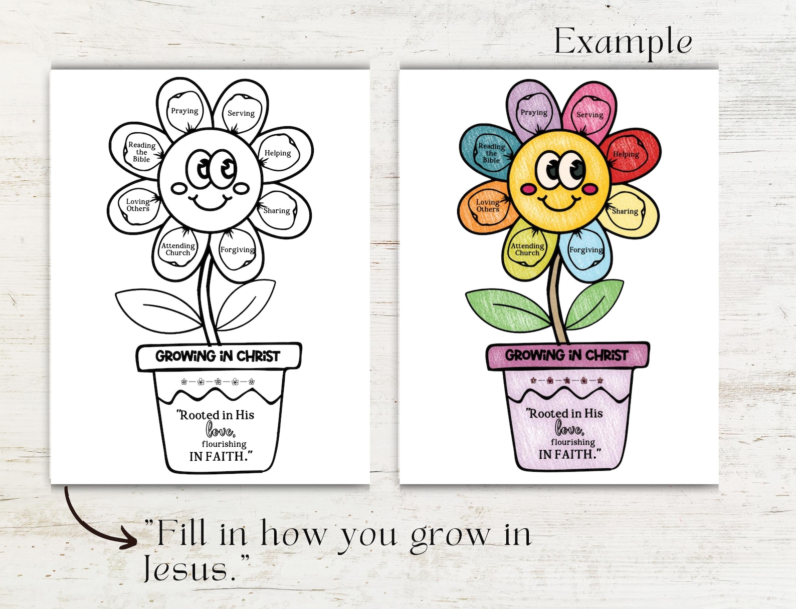 Growing in Christ Craft Activity for Kids, Bible Printable Activity
