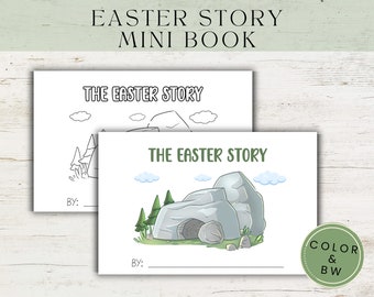 Historia de Pascua imprimible para niños, Mini libro imprimible, Manualidades para niños, Actividad de educación en el hogar, Escuela dominical, Lección bíblica, Jesús en la cruz