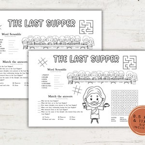 The Last Supper Story Activities, Holy Week Activities for Kids, Bible activity, Bible Crafts, Church Kids Activity, Sunday School