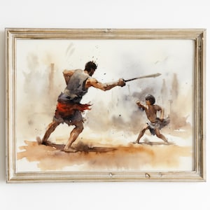 Sketch Inspired by David and Goliath | &quot;The Victory of David&quot; | Biblical Story 1 Samuel 17 | Digital Download