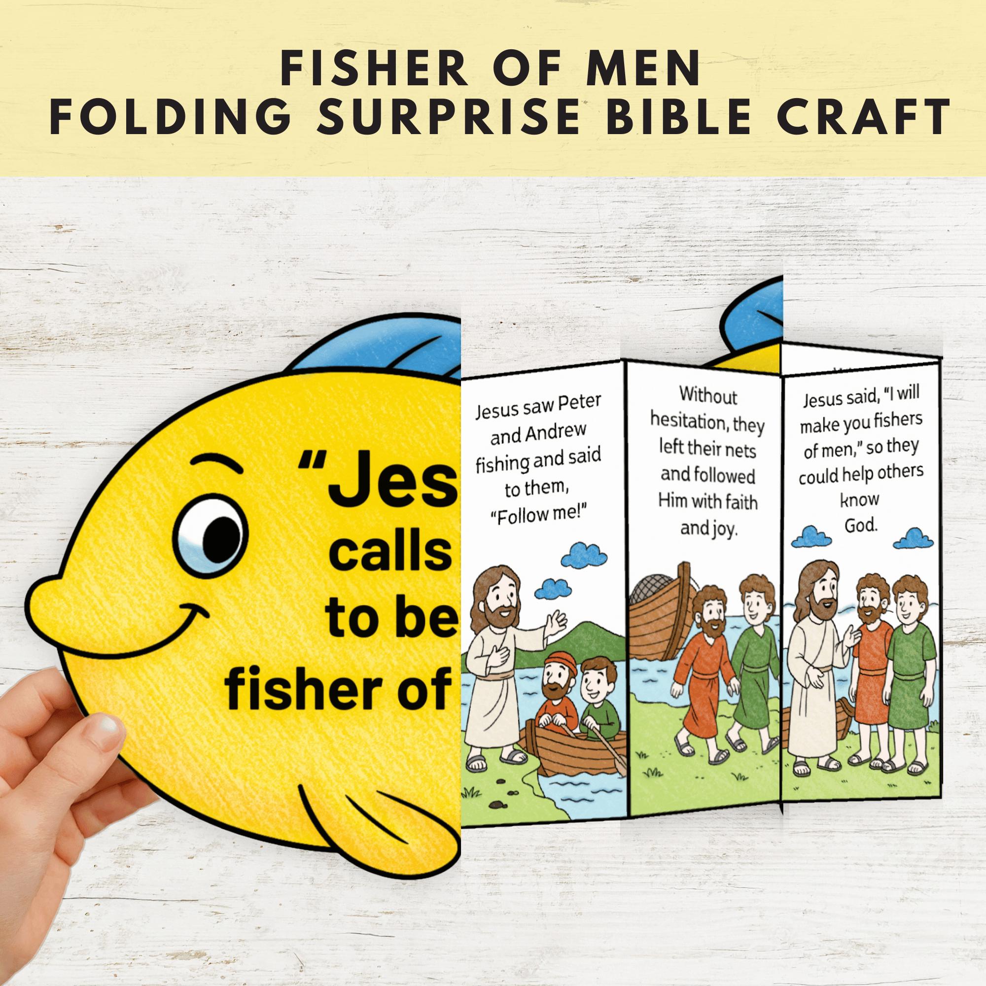 Fisher of Men Craft, Bible Story Activity for Kids, Jesus Calls Peter ...