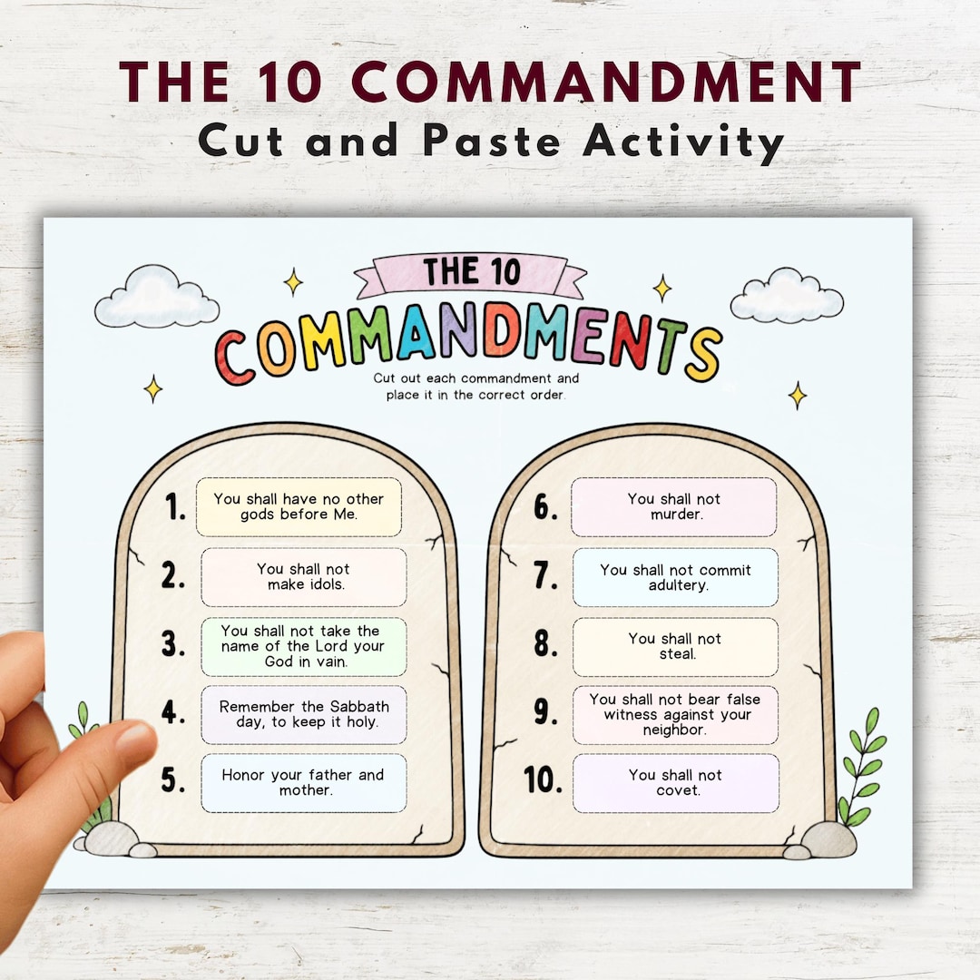 The 10 Commandments Activity for Kids | Bible Cut and Paste Printable ...