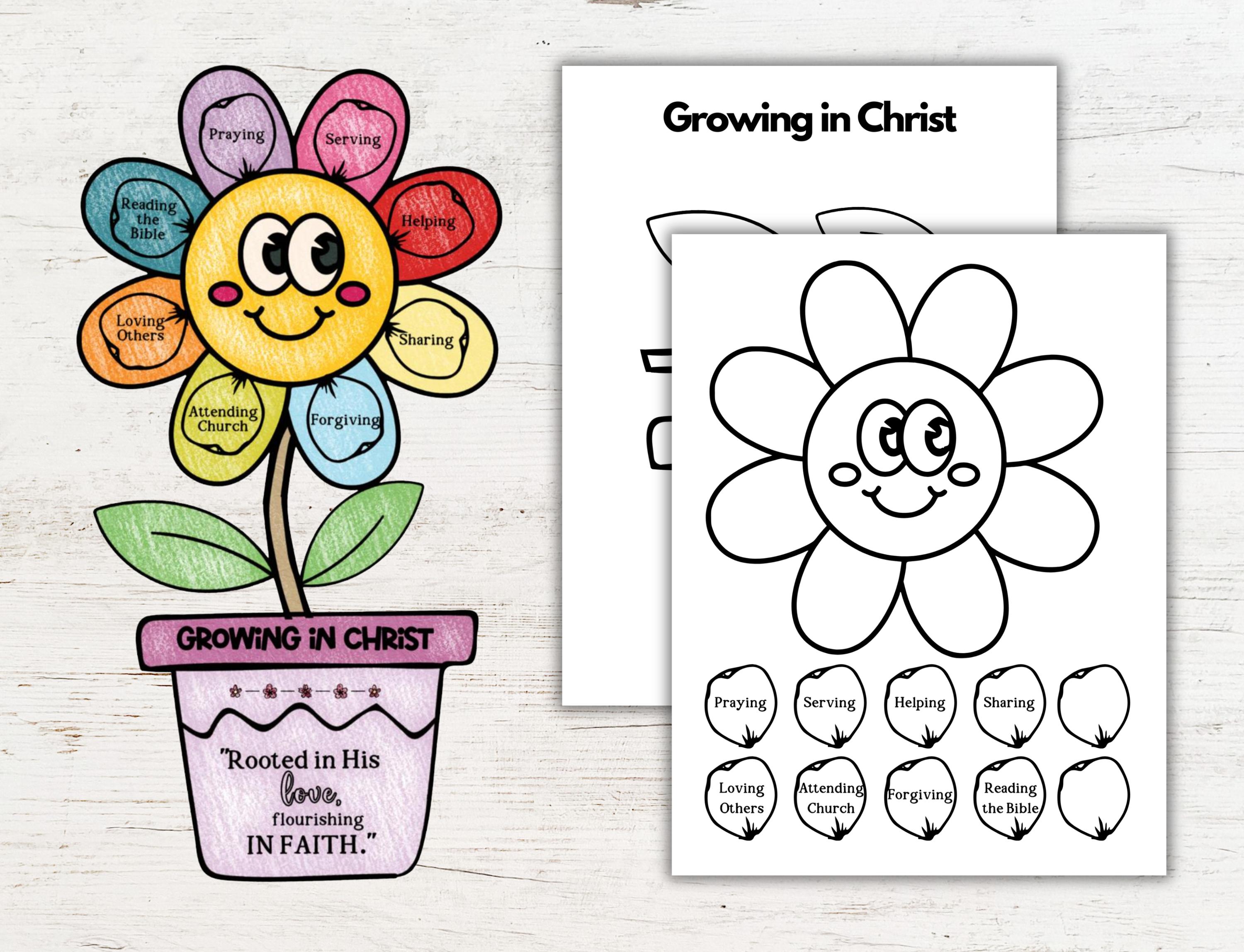 Growing in Christ Craft Activity for Kids, Bible Printable Activity