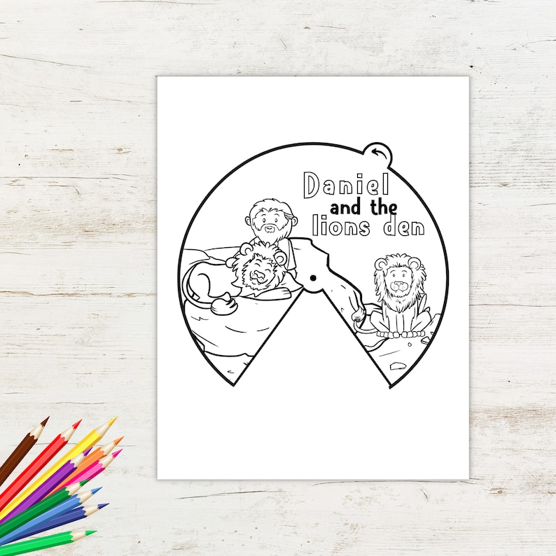Daniel and the Lions Den Coloring Wheel Bible Story Wheel Printable