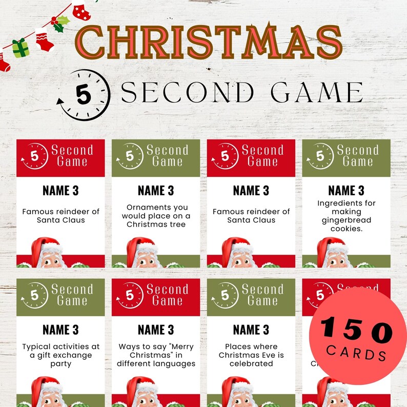 Christmas 5 Second Game | Printable Christmas Game | Christmas Activity ...