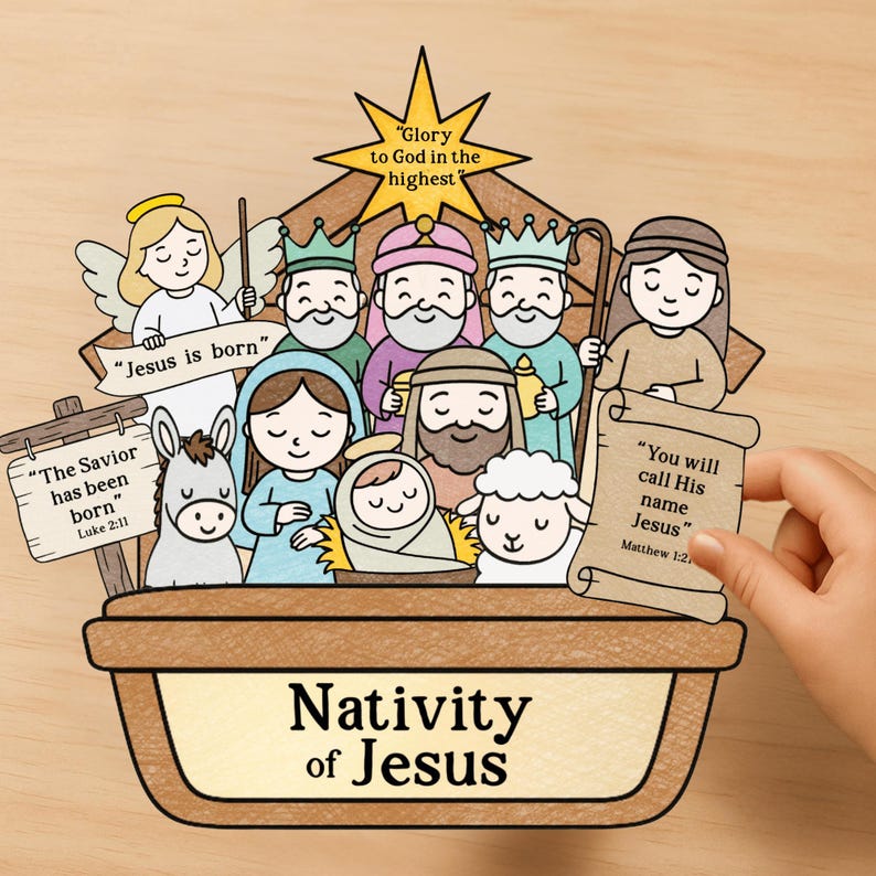 Nativity of Jesus Pocket Craft | Christmas Bible Coloring Activity for ...