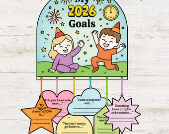 Start the Year with Purpose 2026 Hanging Craft | Christian New Year’s Activity for Kids |Printable Goals & Reflections Cards | Sunday School