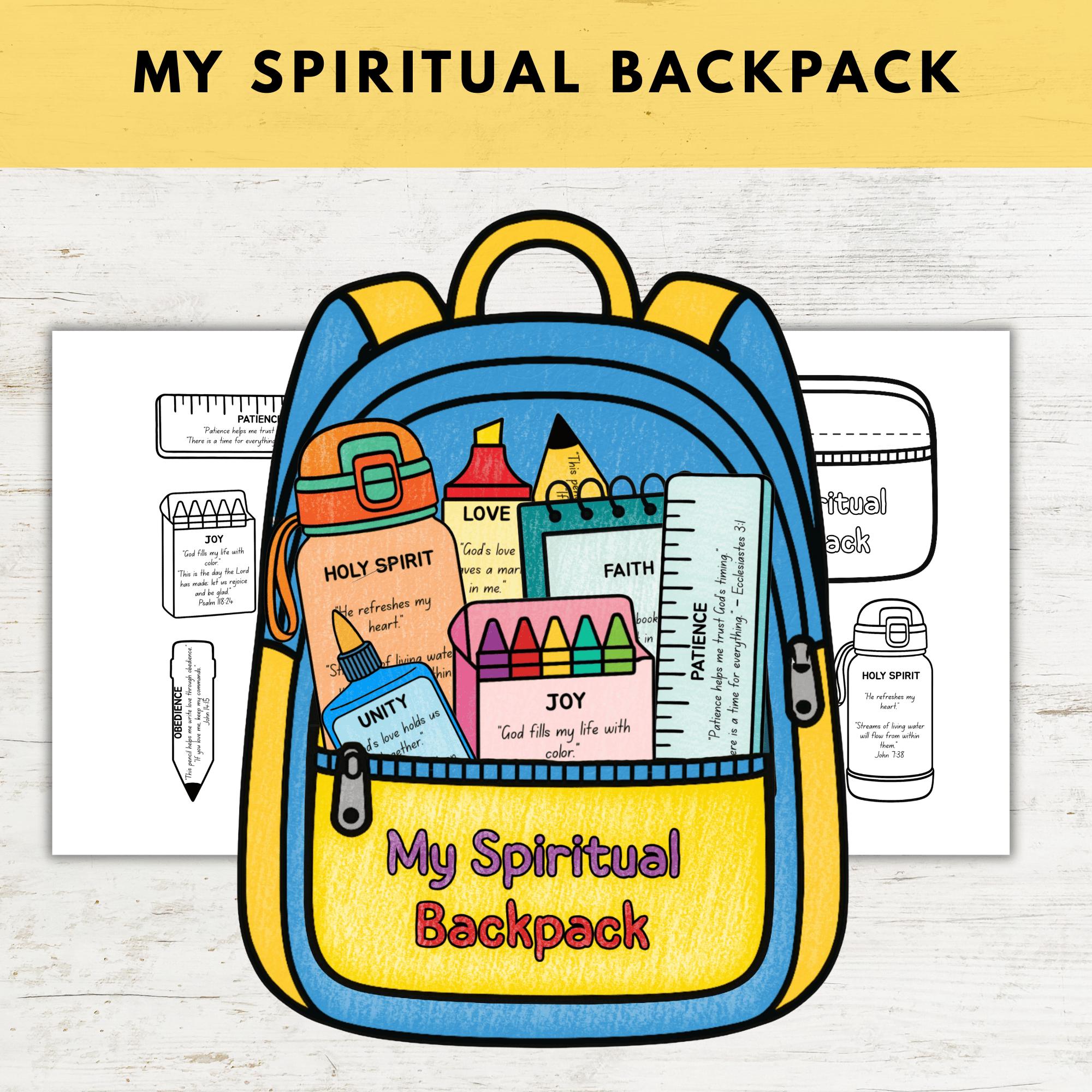 Spiritual Backpack Bible Craft for Kids, Back to School Christian Activity, Printable Sunday School Lesson, Homeschool, Activity for Kids