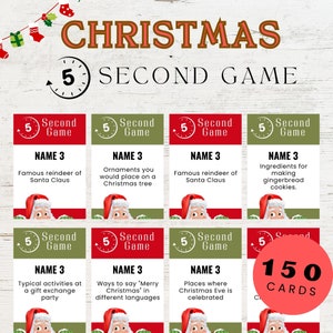 Weihnachten 5 Sekunden Spiel | Druckbares Weihnachtsspiel | Weihnachtsaktivität für Kinder und Erwachsene | Weihnachtsfeier und Klassenzimmer Spiel