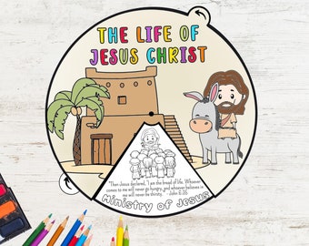 The Life of Jesus Christ Coloring Wheel | Bible Story Wheel | Printable Bible Activity | Kids Bible Lesson | Sunday School | Bible Activity