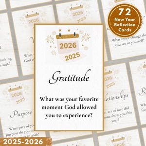 72 New Year Reflection Cards 2025–2026 | Family Conversation Questions | Christian Printable Activity | Gratitude • Goals • Faith Cards