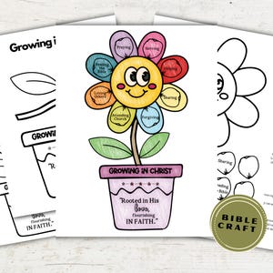 Growing in Christ Craft Activity for Kids, Bible Printable Activity, Sunday School, Printable Coloring, Growing in God, Digital Download