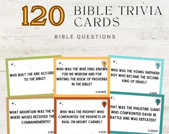 120 Bible Trivia Cards | Bible Trivia Questions | Printable Bible Trivia | Church Bible Games | Printable Christian Games