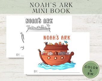Noah Ark Printable for Kids, Printable Mini Book, Noah Ark Story, Kids crafts, Homeschool activity, Sunday School, Bible Lesson