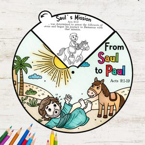 Von Saul zu Paul Malrad, Bibelgeschichten-Aktivität für Kinder, Christliches Sonntagsschulhandwerk, Bibelstunde zum Ausdrucken, Kinderbibel