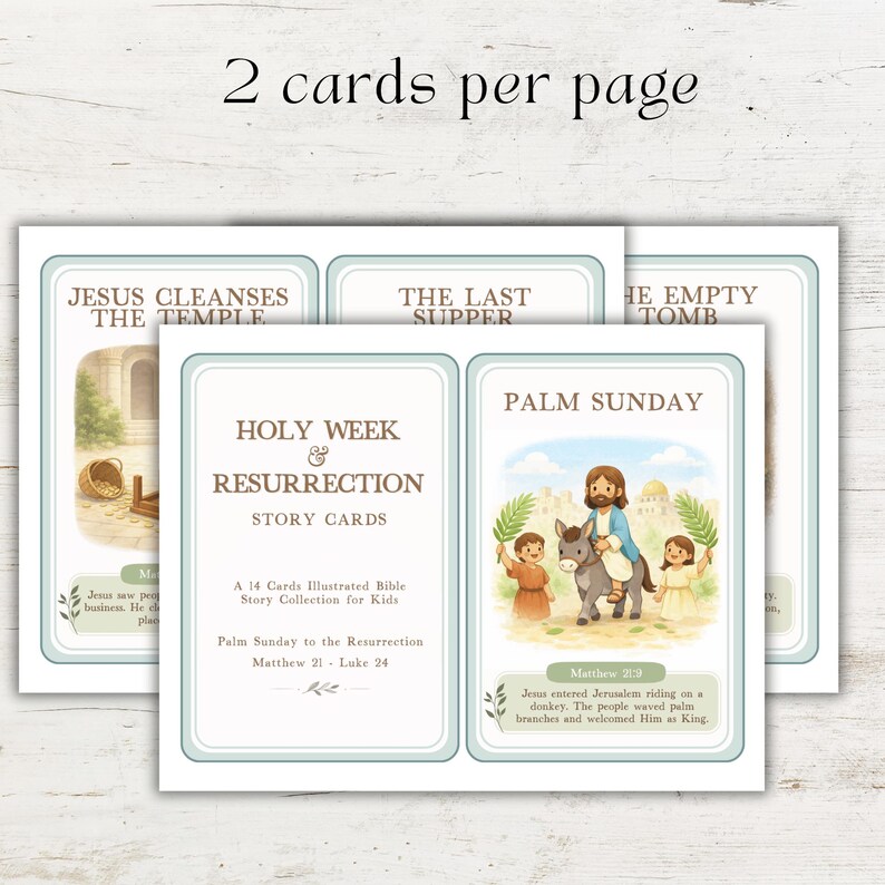 Holy Week Bible Story Cards for Kids, Easter Story Printable, 14 Holy ...