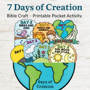 Days of Creation Pocket Craft for Kids | Bible Coloring Activity | Printable Genesis Lesson | Sunday School Bible Craft | Christian Activity