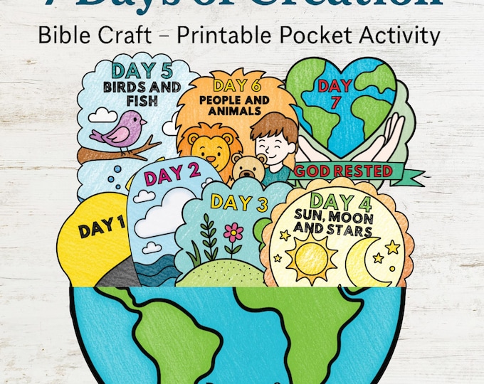 7 Days of Creation Bible Craft for Kids, Sunday School Bible Lesson ...