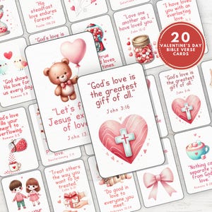 Valentinstag Bibel Vers Karten, Christliche Valentinstag Karten, Bibel Verse Druckbare Karteikarten, Aktivität für Kinder, Biblische Karteikarte