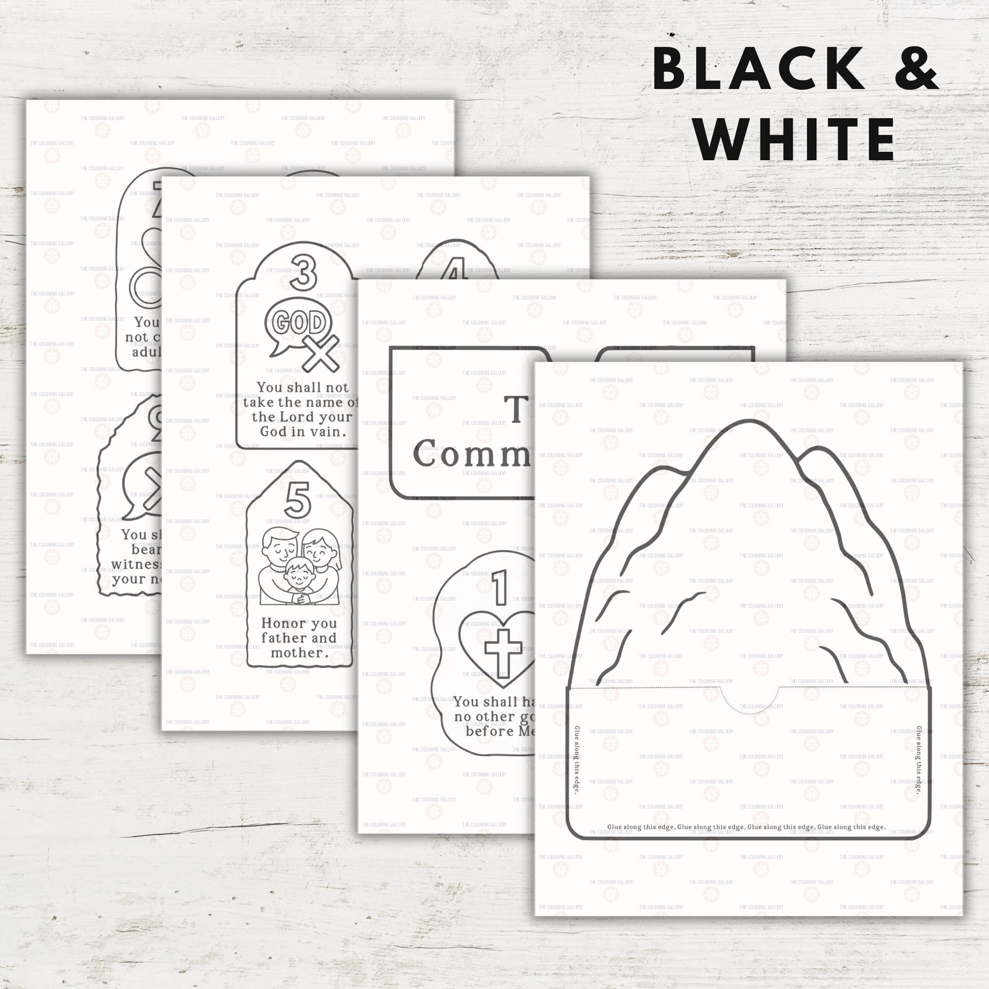10 Commandments Pocket Craft for Kids | Bible Coloring Activity ...