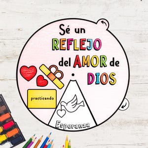 God is love Coloring Wheel IN SPANISH, God Coloring Wheel, Printable Bible Activity, Watercolor, Kids Bible Lesson, Sunday School