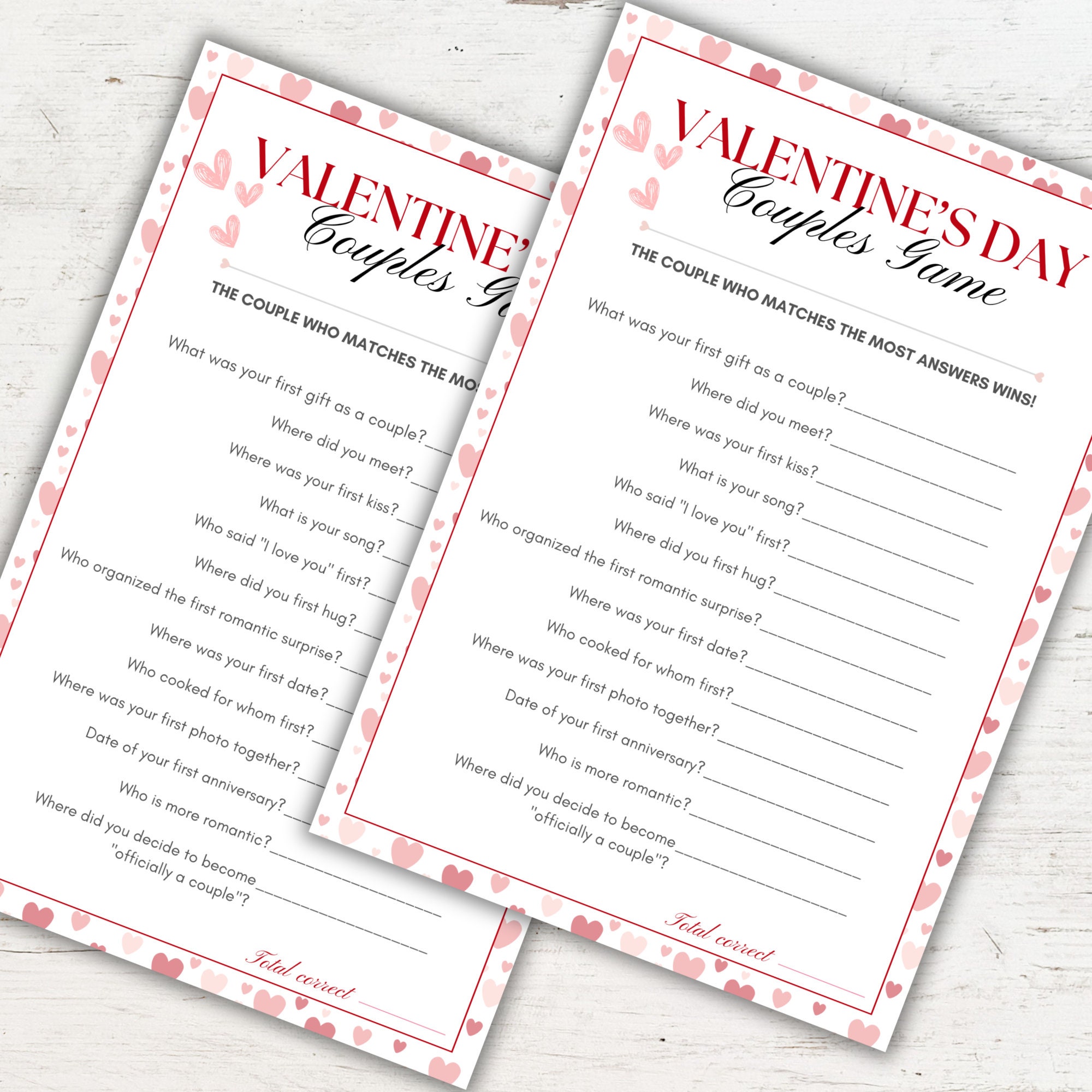 Valentine's Day Couples Game Valentine's Games for Couples Valentine's ...