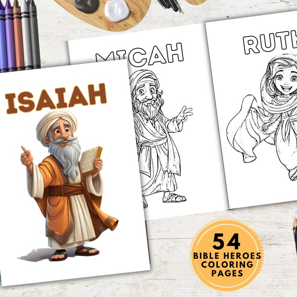 54 Biblical Heroes Coloring Pages | Bible coloring book | Christian printable | Sunday School | digital download | Children’s Bible Studies