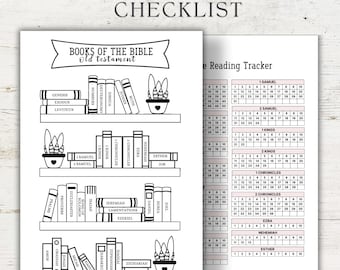 Bible Reading Checklist | Books of the Bible Bookshelf | Bible Reading Tracker | Old Testament - New Testament | Bible | Bible | Planner