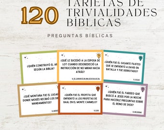 120 Tarjetas de Trivia de la Biblia ESPAÑOL | Preguntas de Trivia Bíblica | Curiosidades de la Biblia | Juegos Bíblicos | Juegos Cristianos