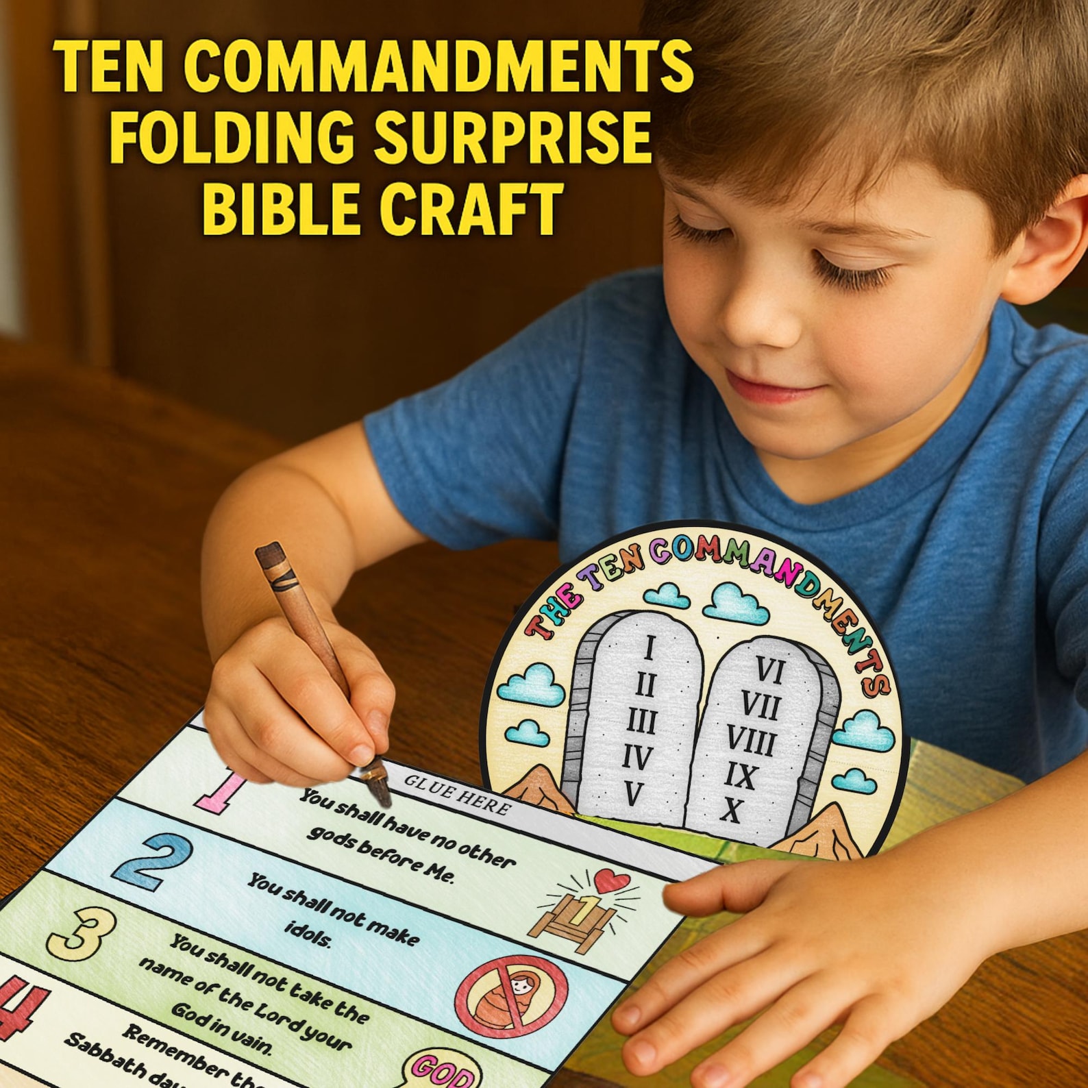 Ten Commandments Folding Surprise Bible Craft, Bible Lesson for ...